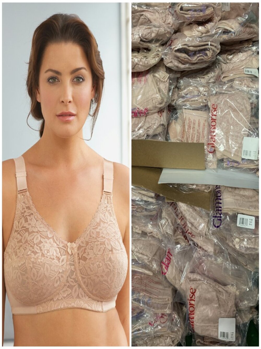 Glamorise 38C CLASSIC SOFT CUP Bra (WIDE-STRAPS) Side Bones (STRETCH) Nude NEW